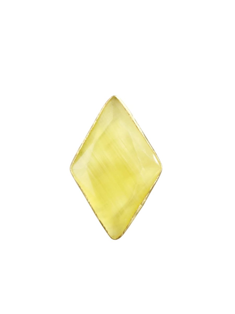 Anelli regolabili rombi con occhio di gatto incastonato nell’ottone. Misura 4cm x 2.5cm. Colore giallo, verde gucci, rosa e carta da zucchero - immagine 5