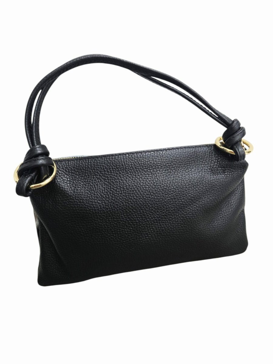 Borsa in vera pelle nera e cavallino muccato,made Italy, manico ampio e tracolla,interno foderato con tasca laterale,chiusura con zip
Misure L27 H15 - immagine 4