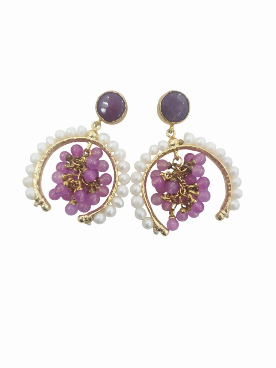 Orecchini realizzati con agata e perle di fiume su base in ottone
lunghezza 4cm
peso 11.5gr - immagine 3