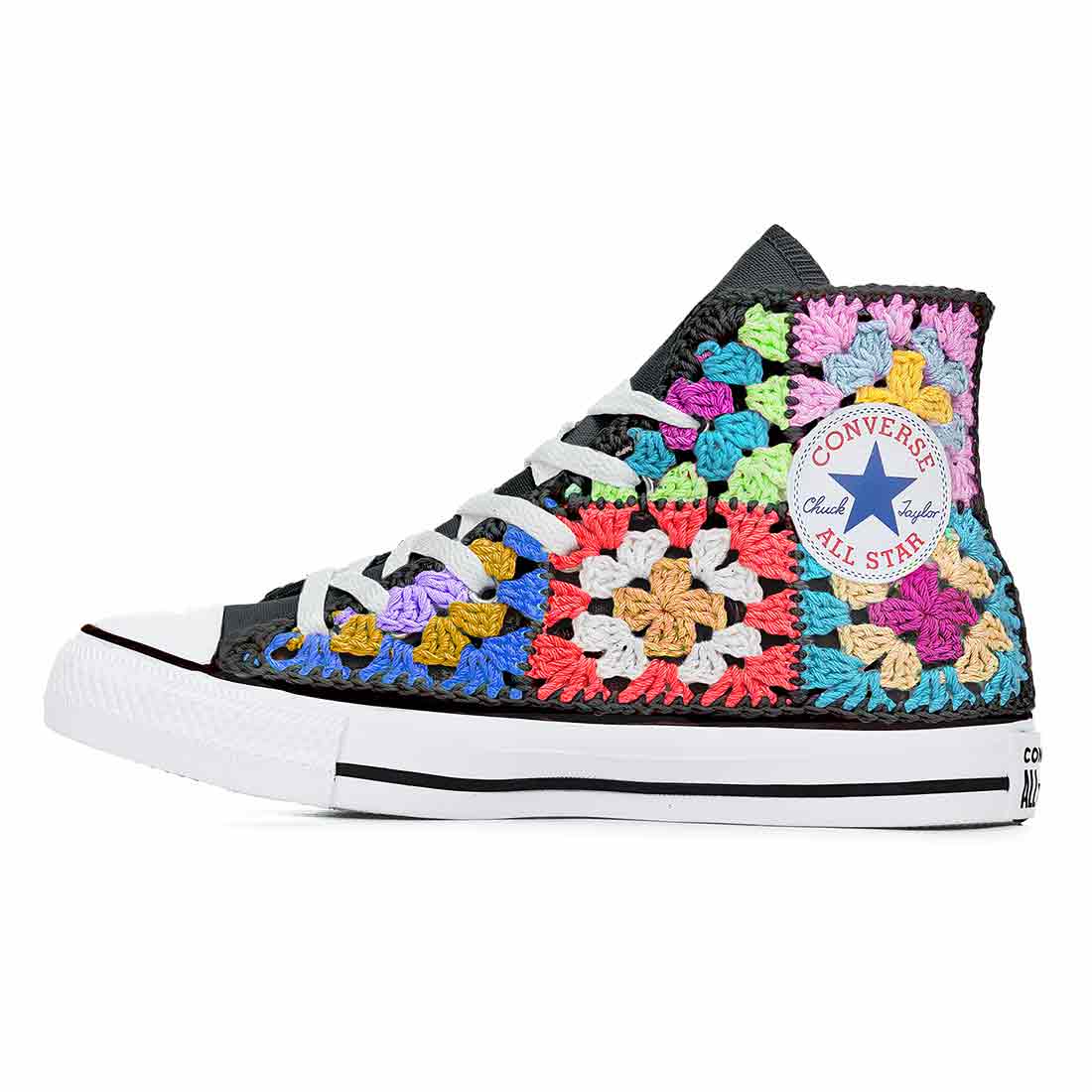 Converse All Star Alte Nere con Ricamo Colorato - Outlet - immagine 3