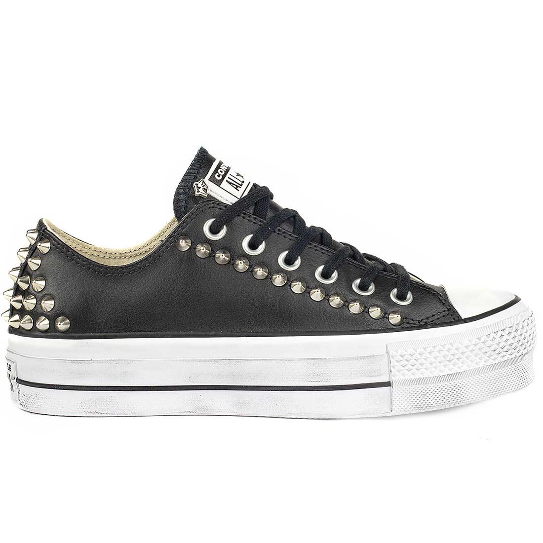 Converse All Star Platform con Borchie Basse in Pelle - Nere - immagine 2