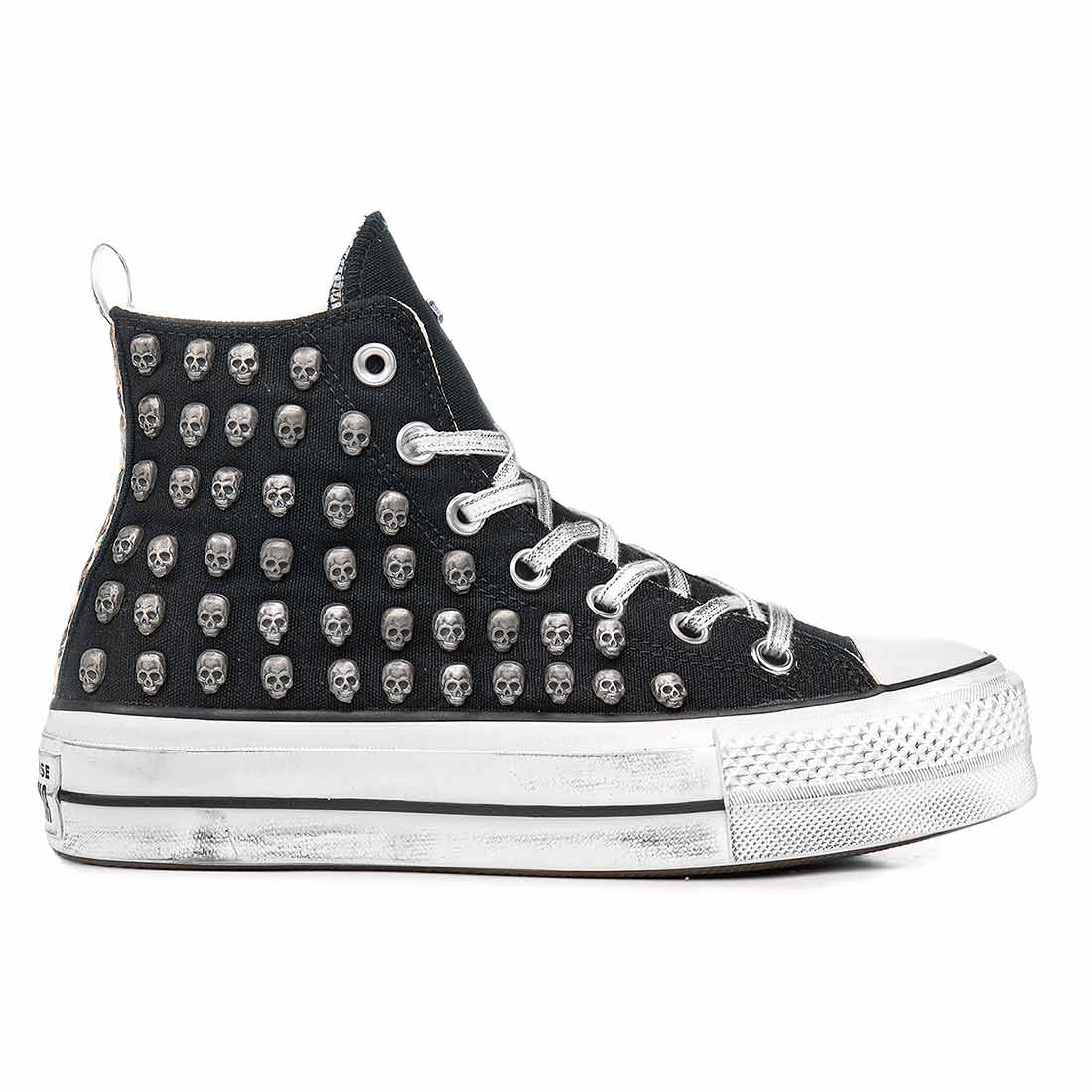 Converse All Star con Teschi - Suola Alta Nere - immagine 2