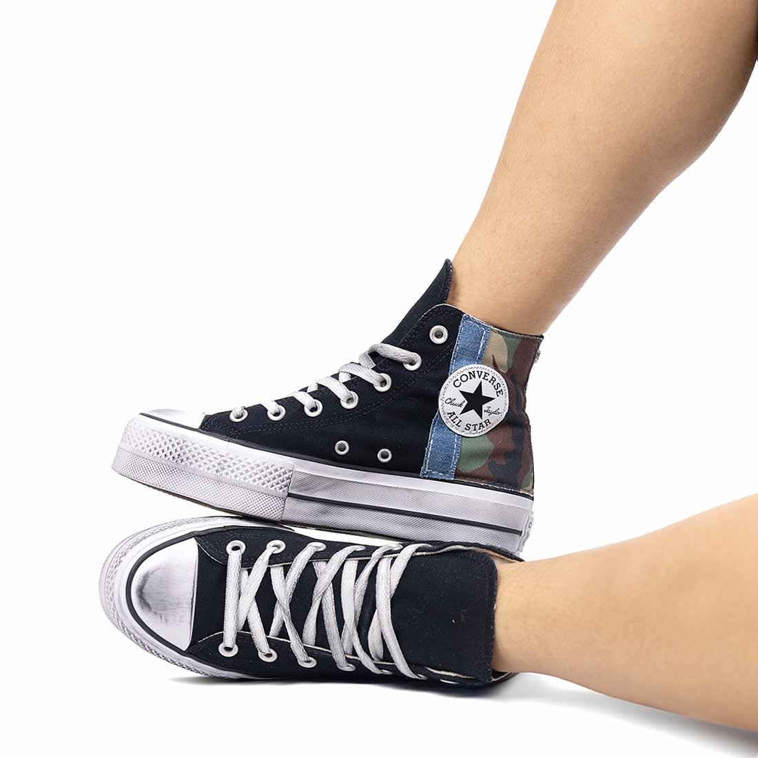 Converse All Star Alte Platform Mimetico e Jeans Denim - Outlet - immagine 3