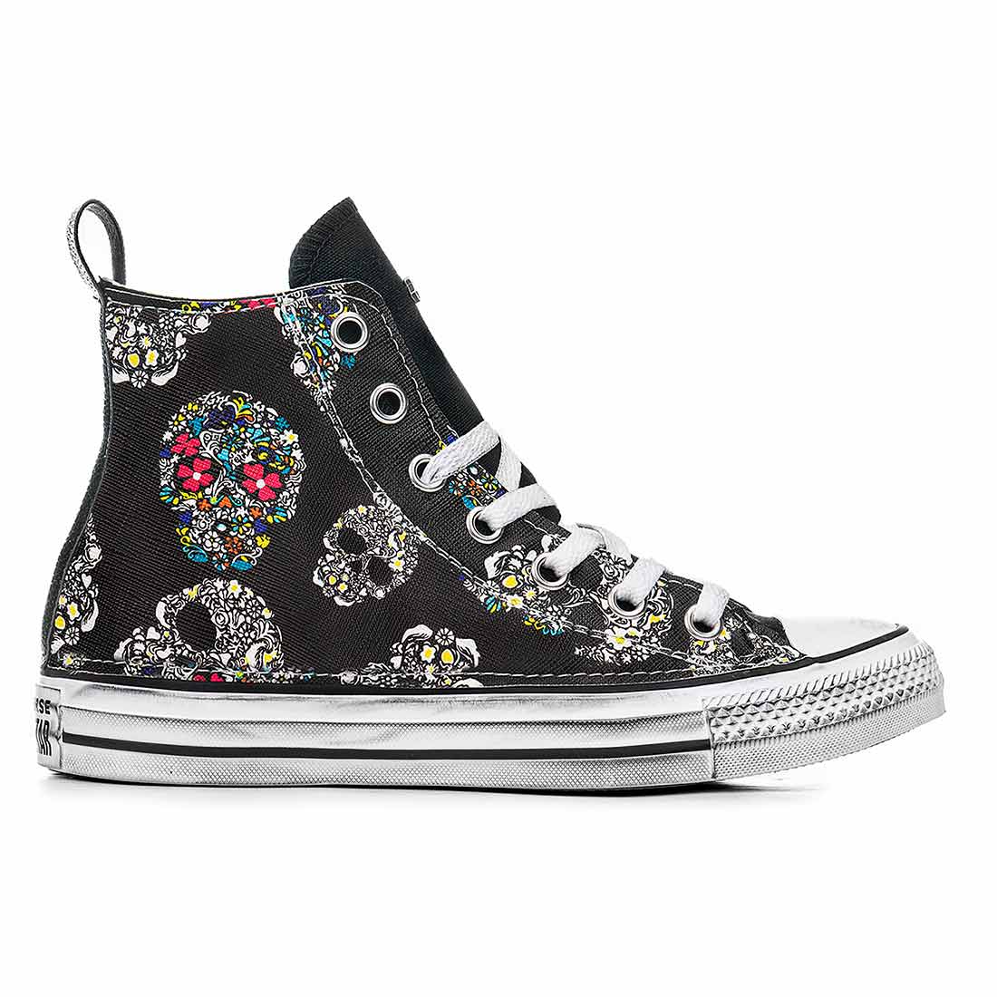 Converse All Star alte nere con Teschi Messicani - immagine 2
