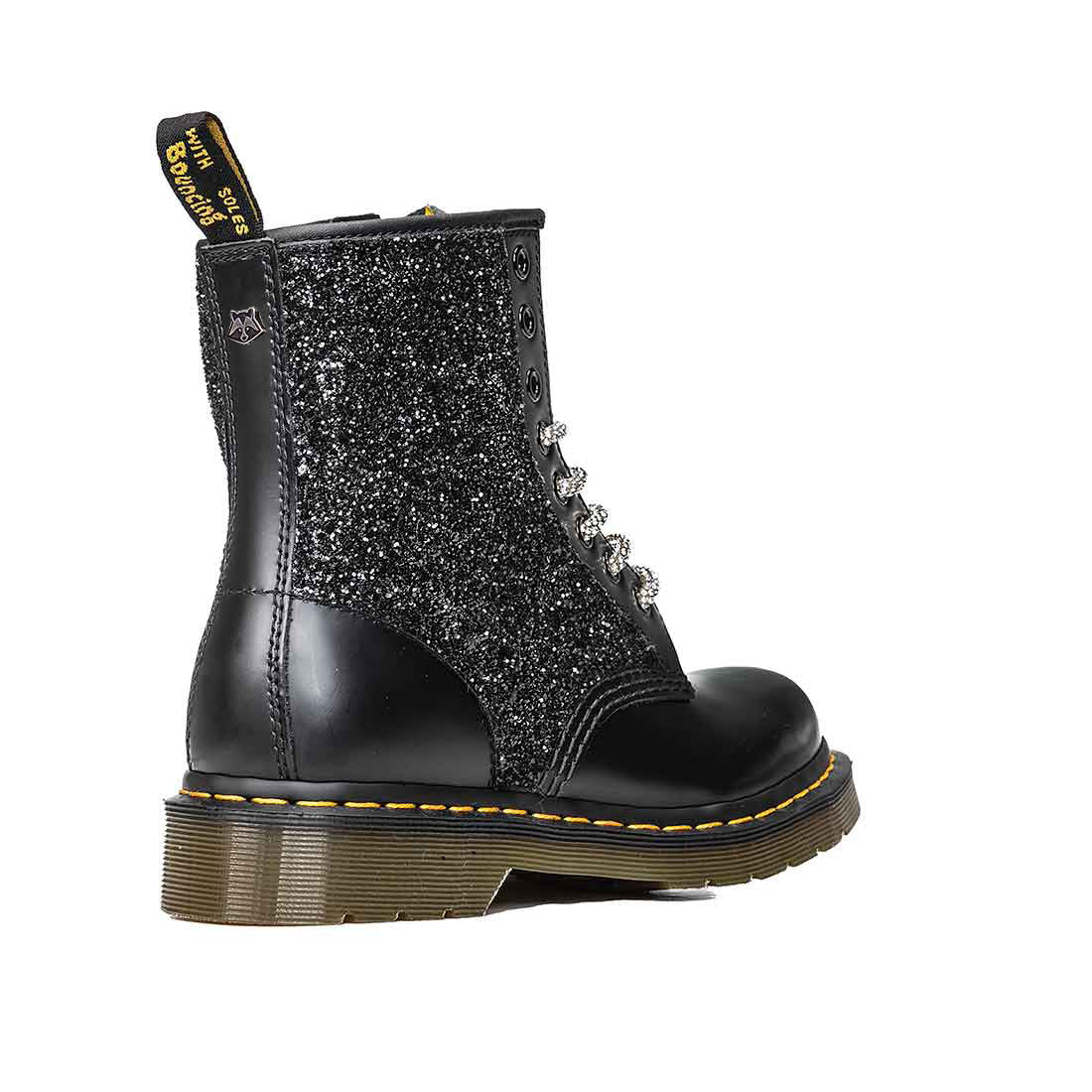 Personalizzazione Dr Martens con Glitter Nero - Lacci diamante - immagine 5
