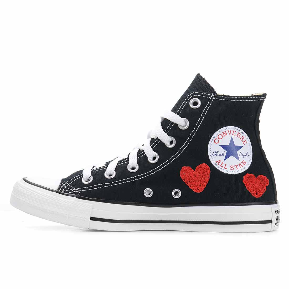Converse All Star alte con Cuori Rossi Crochet - immagine 4