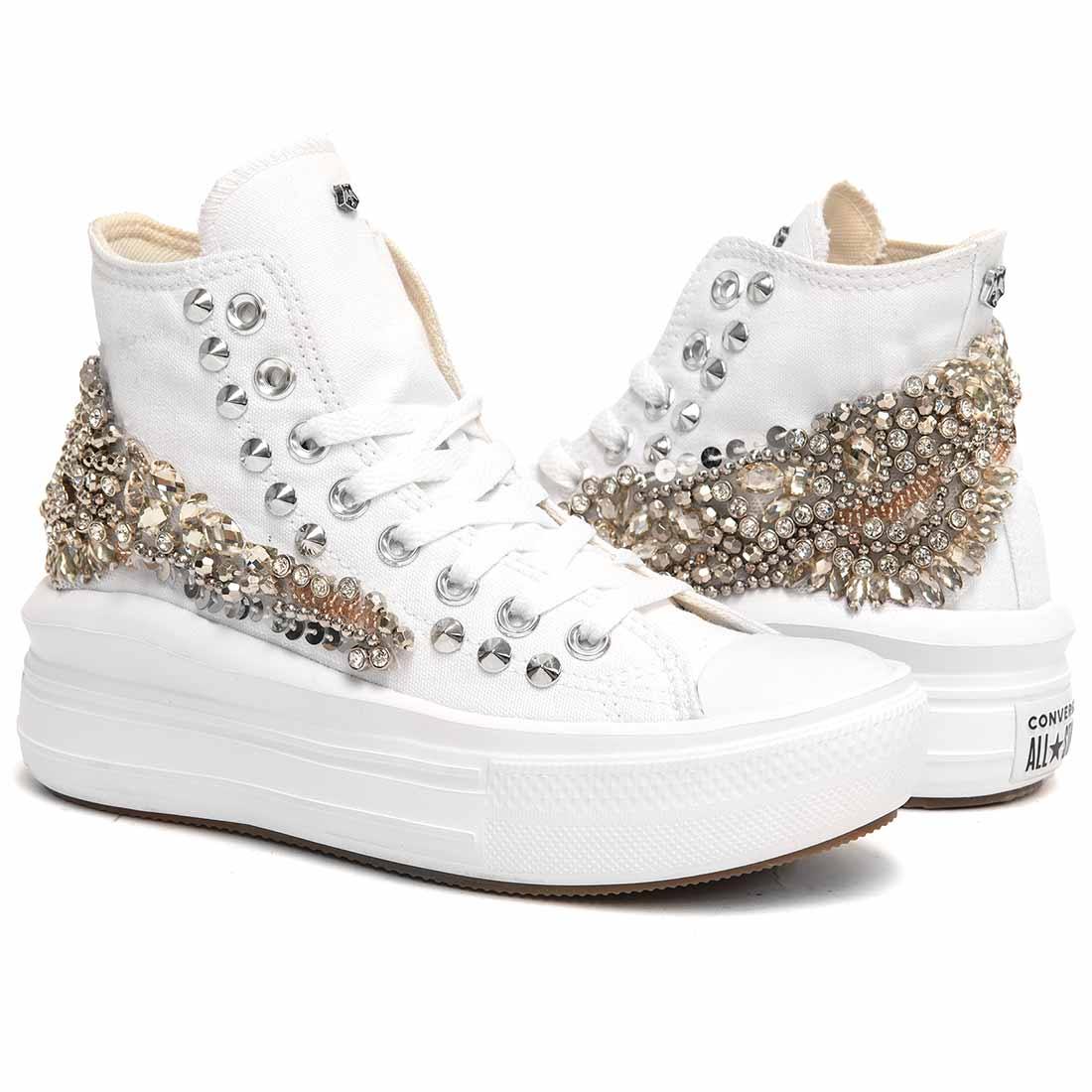 Converse All Star Alte Move con Gioielli - Bianche - immagine 3