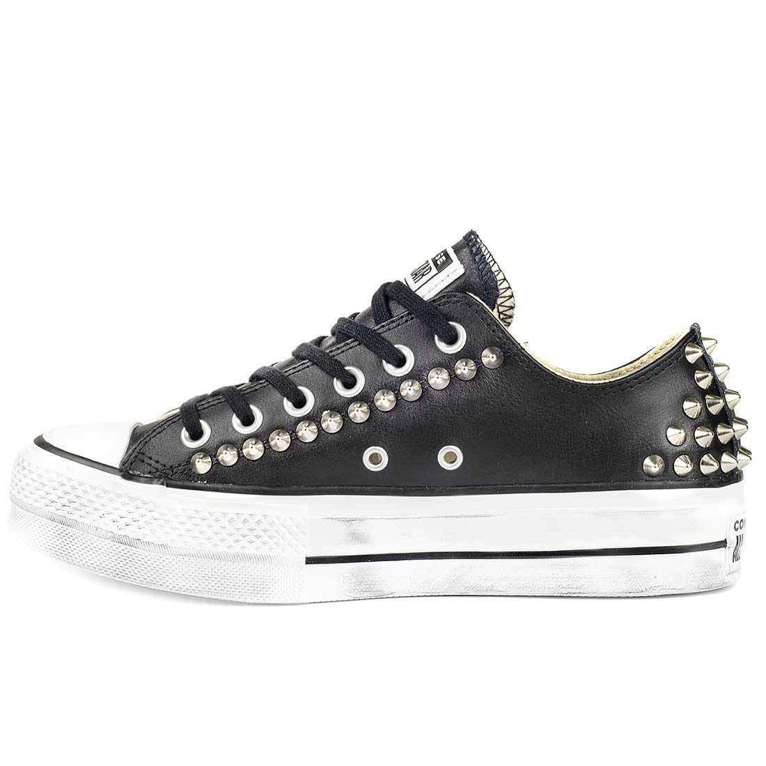 Converse All Star Platform con Borchie Basse in Pelle - Nere - immagine 4
