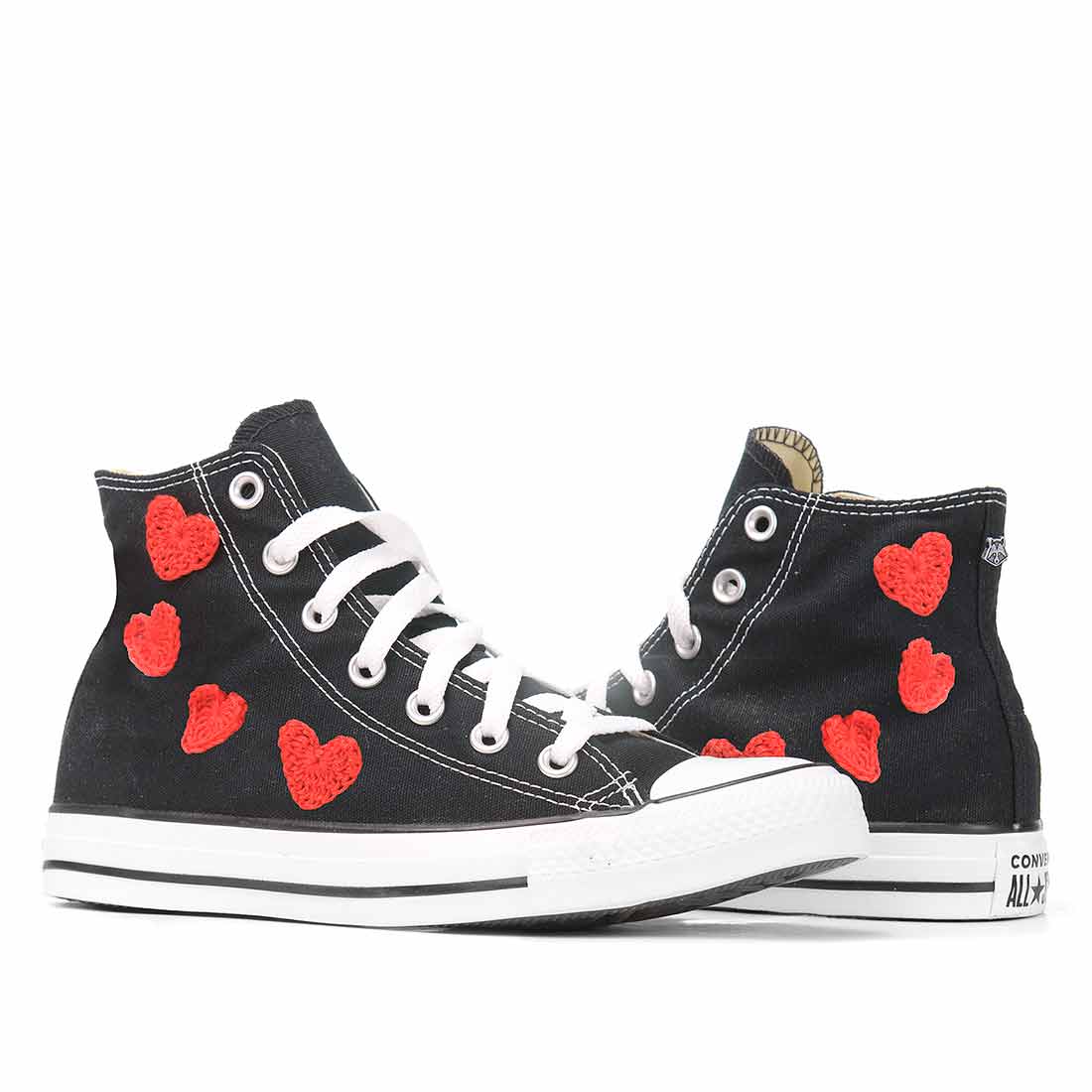 Converse All Star alte con Cuori Rossi Crochet - immagine 6