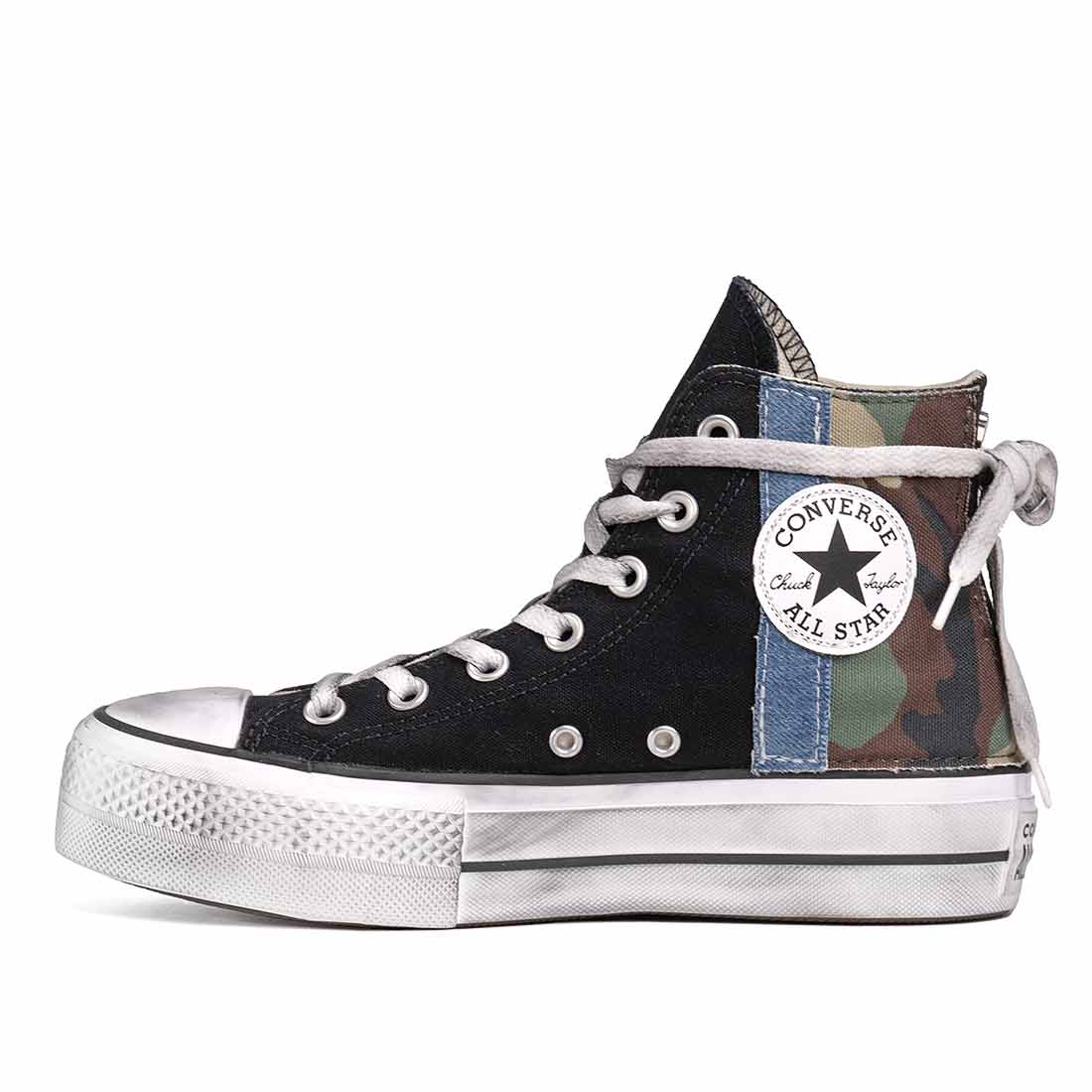 Converse All Star Alte Platform Mimetico e Jeans Denim - Outlet - immagine 4