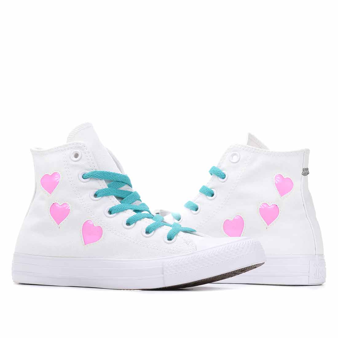 Converse All Star Alte Bianche con Cuori trasparenti - immagine 5