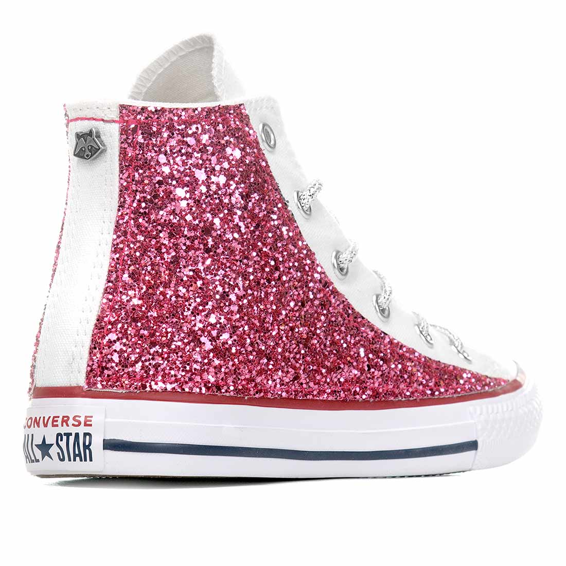 Converse All Star Alte Bianche Glitterate Fucsia - Outlet - immagine 4
