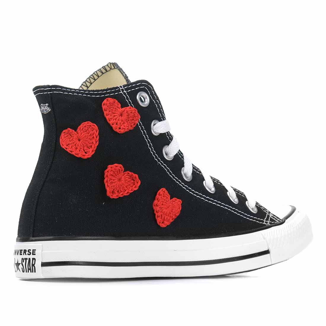 Converse All Star alte con Cuori Rossi Crochet - immagine 5