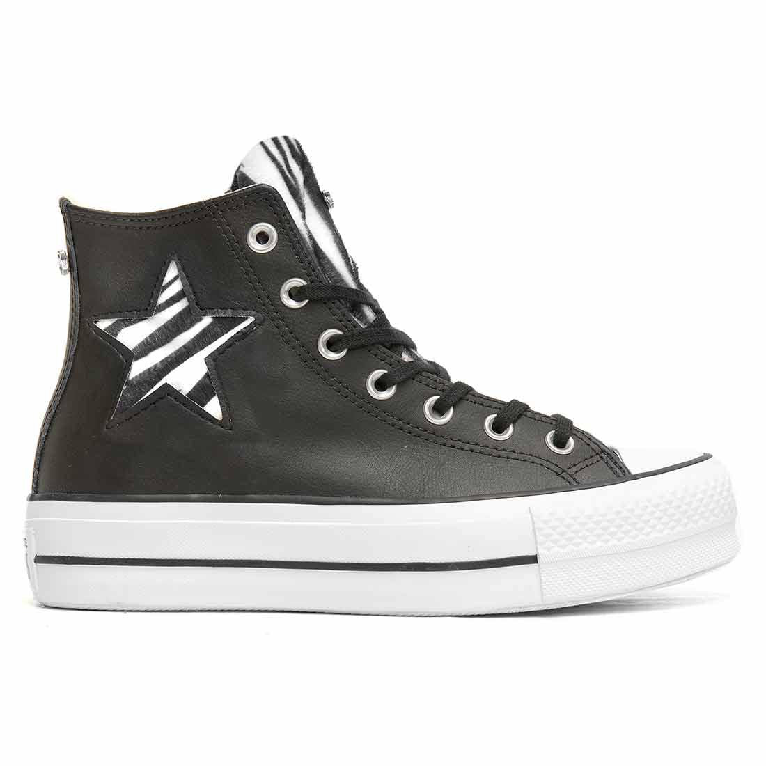 Converse All Star Platform in Pelle Stella Zebrata - immagine 2