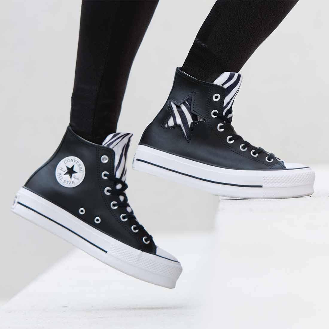 Converse All Star Platform in Pelle Stella Zebrata - immagine 3