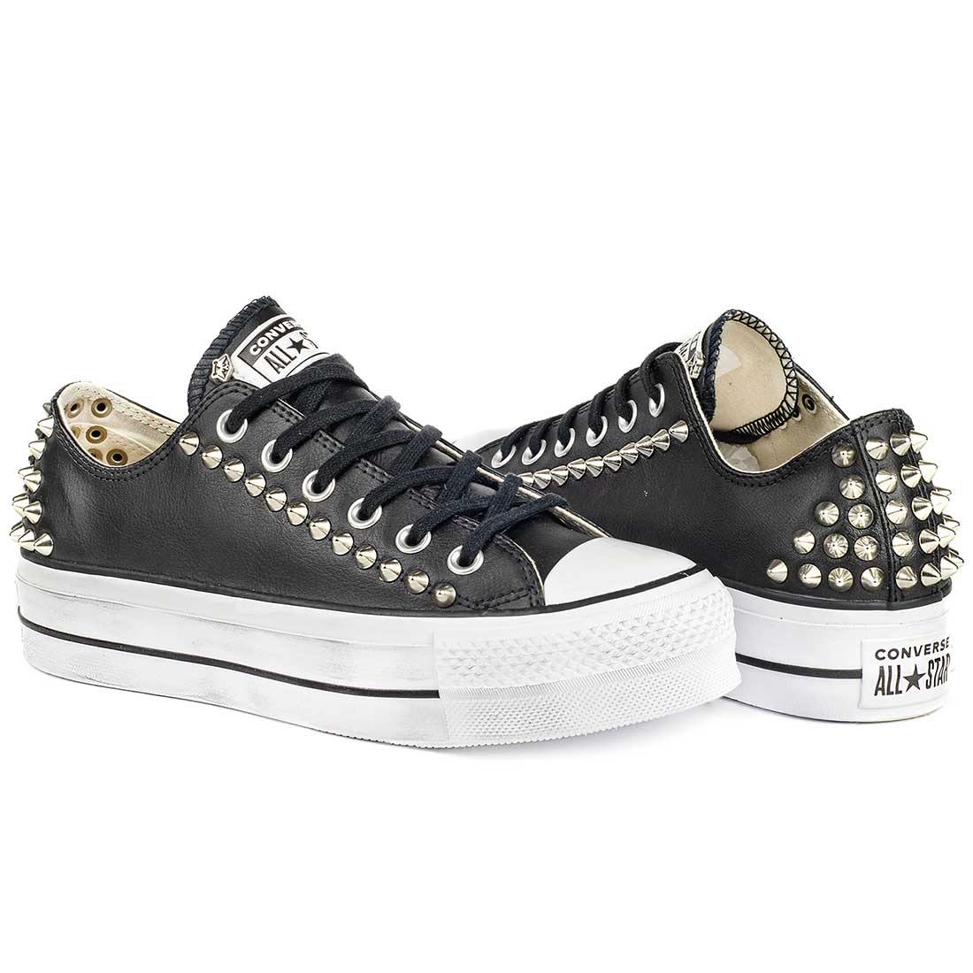 Converse All Star Platform con Borchie Basse in Pelle - Nere - immagine 6