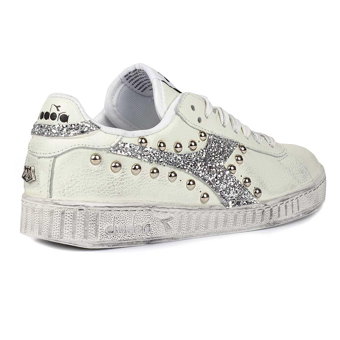Diadora Game Low con Glitter Argento e Borchie - immagine 4