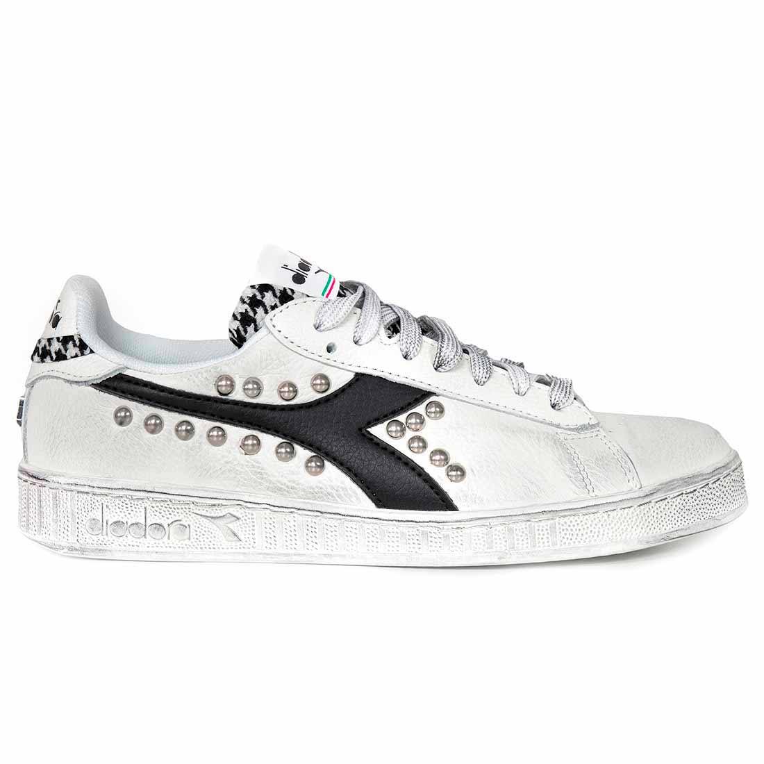 Diadora Game Low Pied De Poule con Borchie - Nere - immagine 2