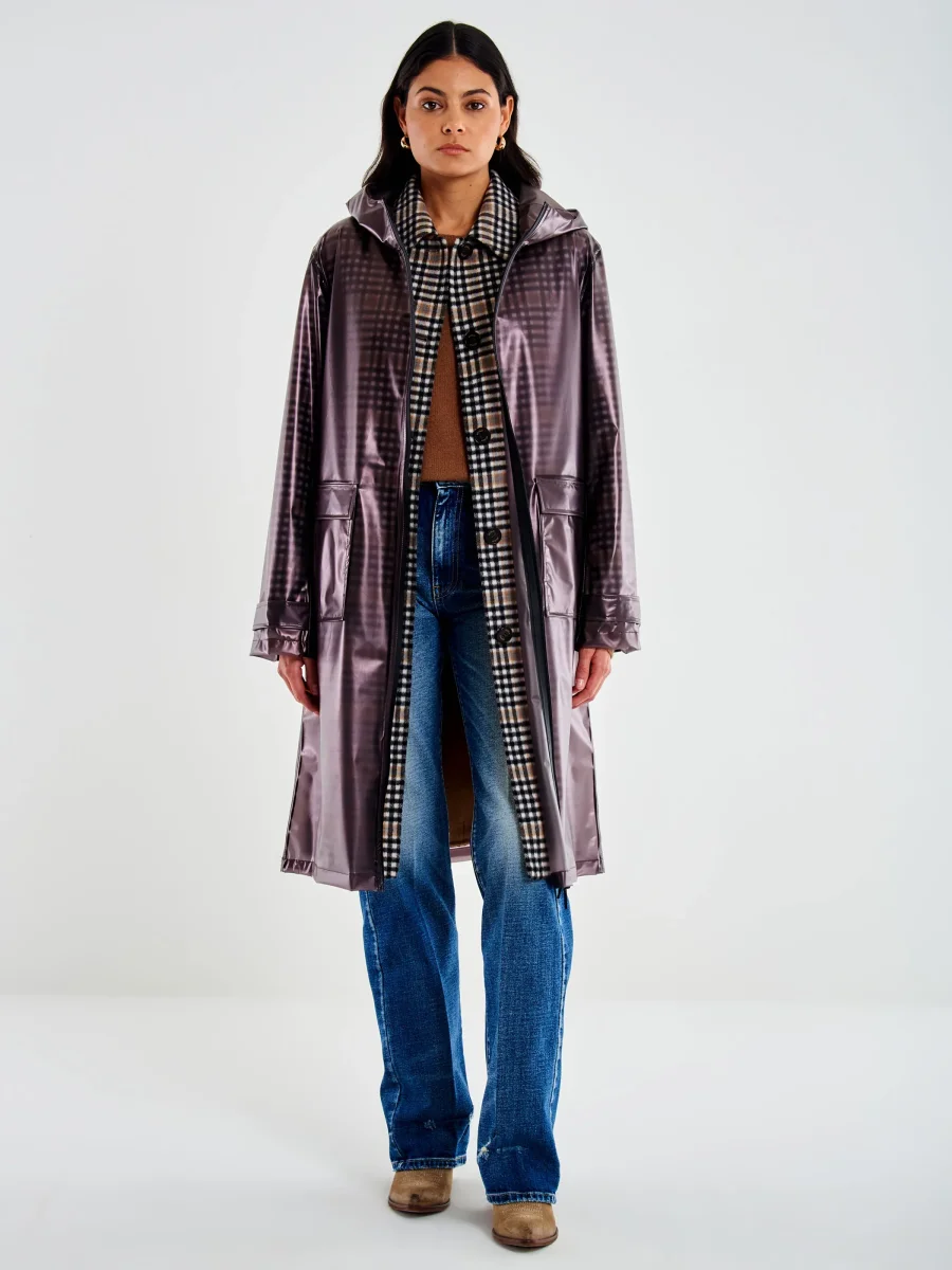 Cappotto a quadri con impermeabile - immagine 3