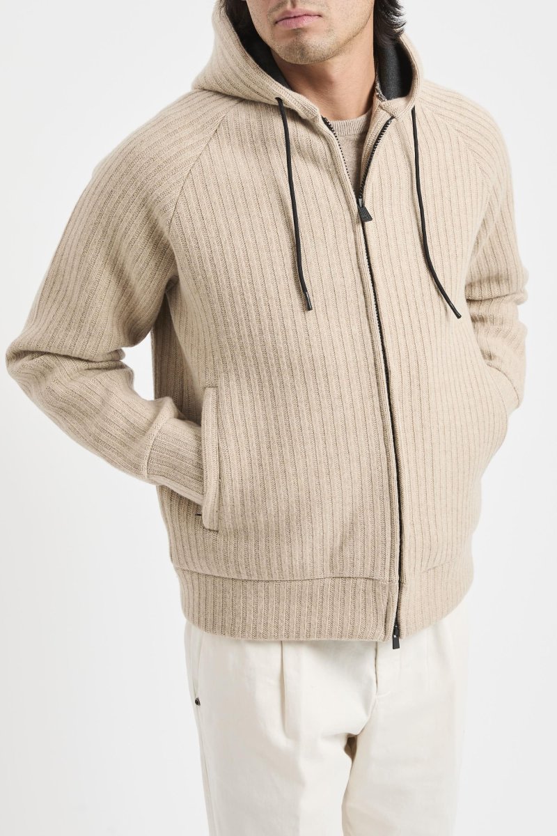 Giacca Carrel in maglia a coste con zip e cappuccio - immagine 2