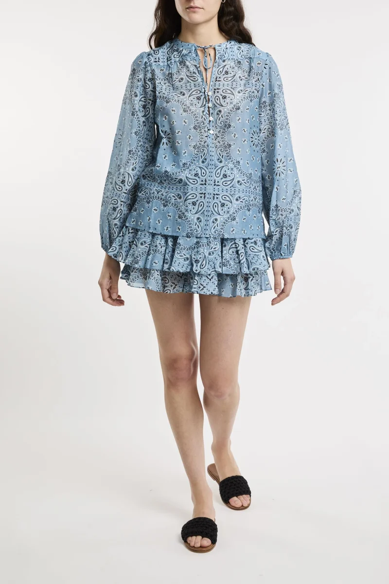 Minigonna con volant in voile di seta paisley Harper - immagine 9