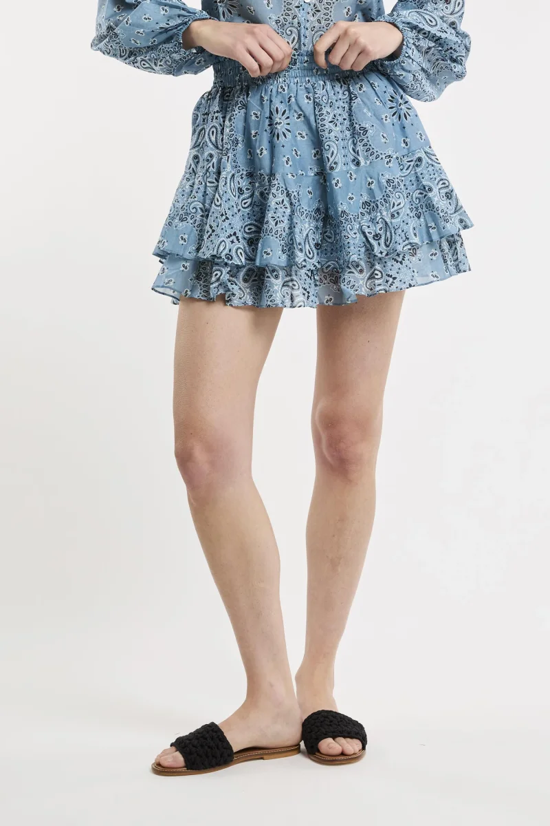 Minigonna con volant in voile di seta paisley Harper - immagine 3