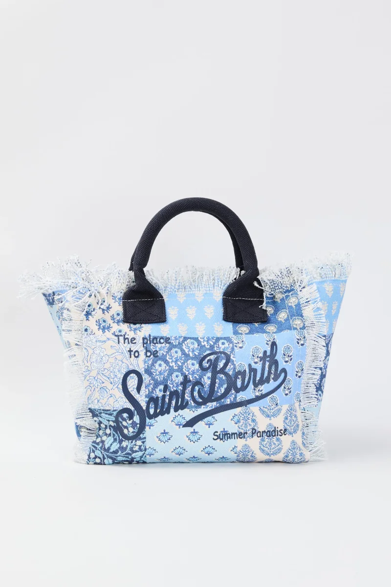 Borsa Colette in tela di cotone con stampa floreale patch - immagine 2