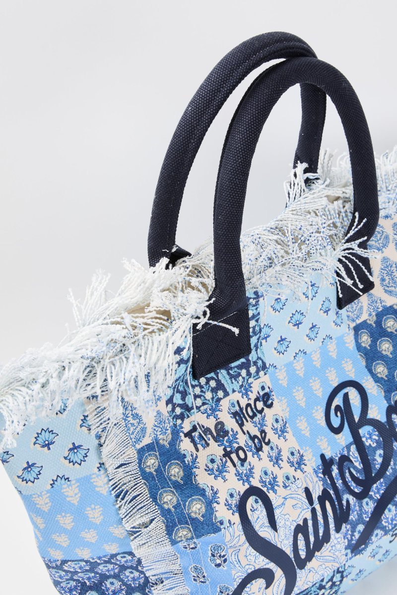 Borsa Vanity in tela di cotone con stampa floreale patch - immagine 4