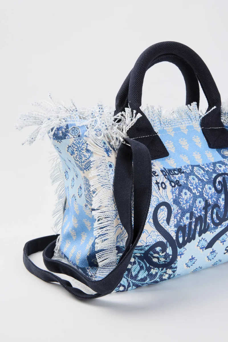 Borsa Colette in tela di cotone con stampa floreale patch - immagine 7