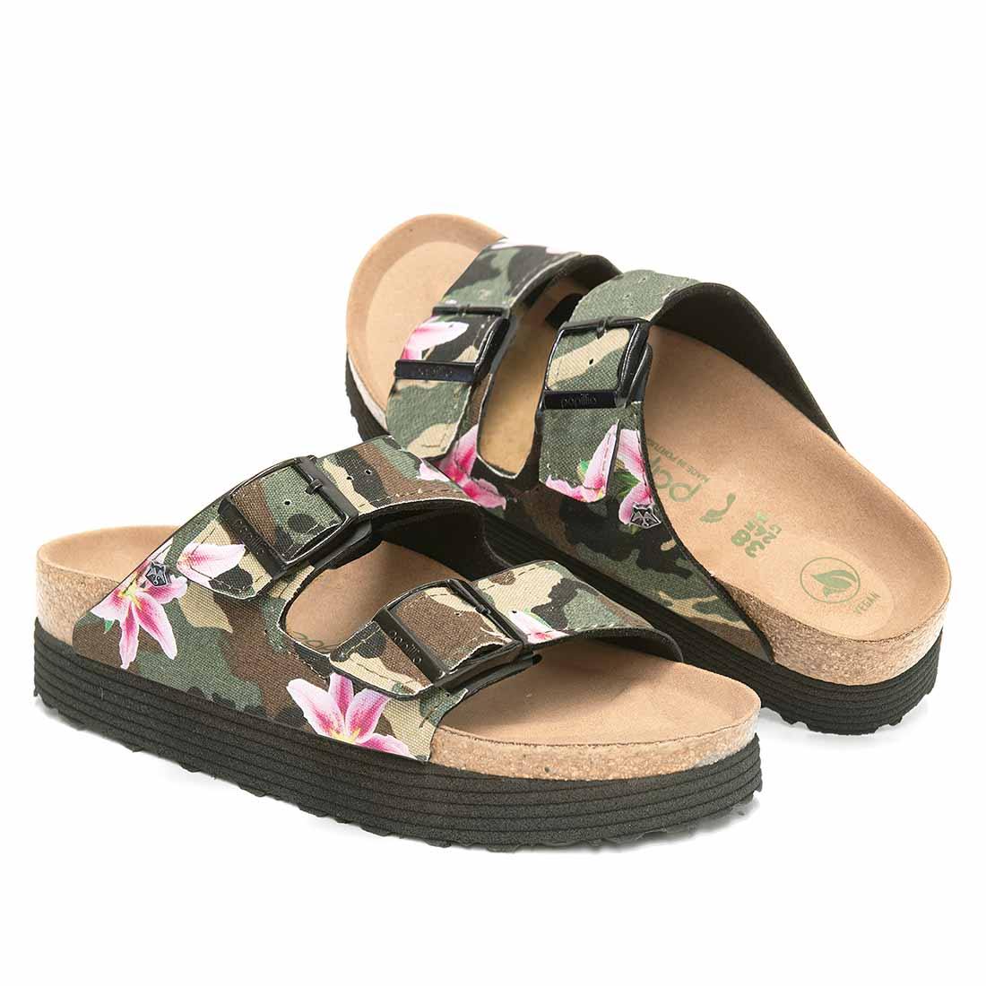 Personalizzazione Birkenstock Papillio Arizona Camouflage con stampa floreale