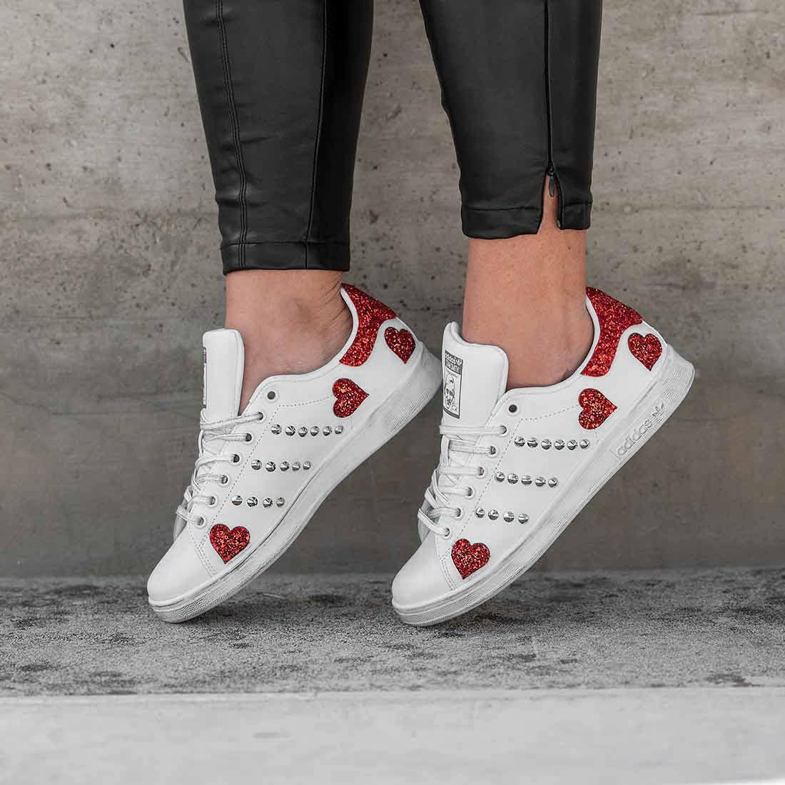 Adidas Stan Smith con Glitter Rosso a Cuori - immagine 3