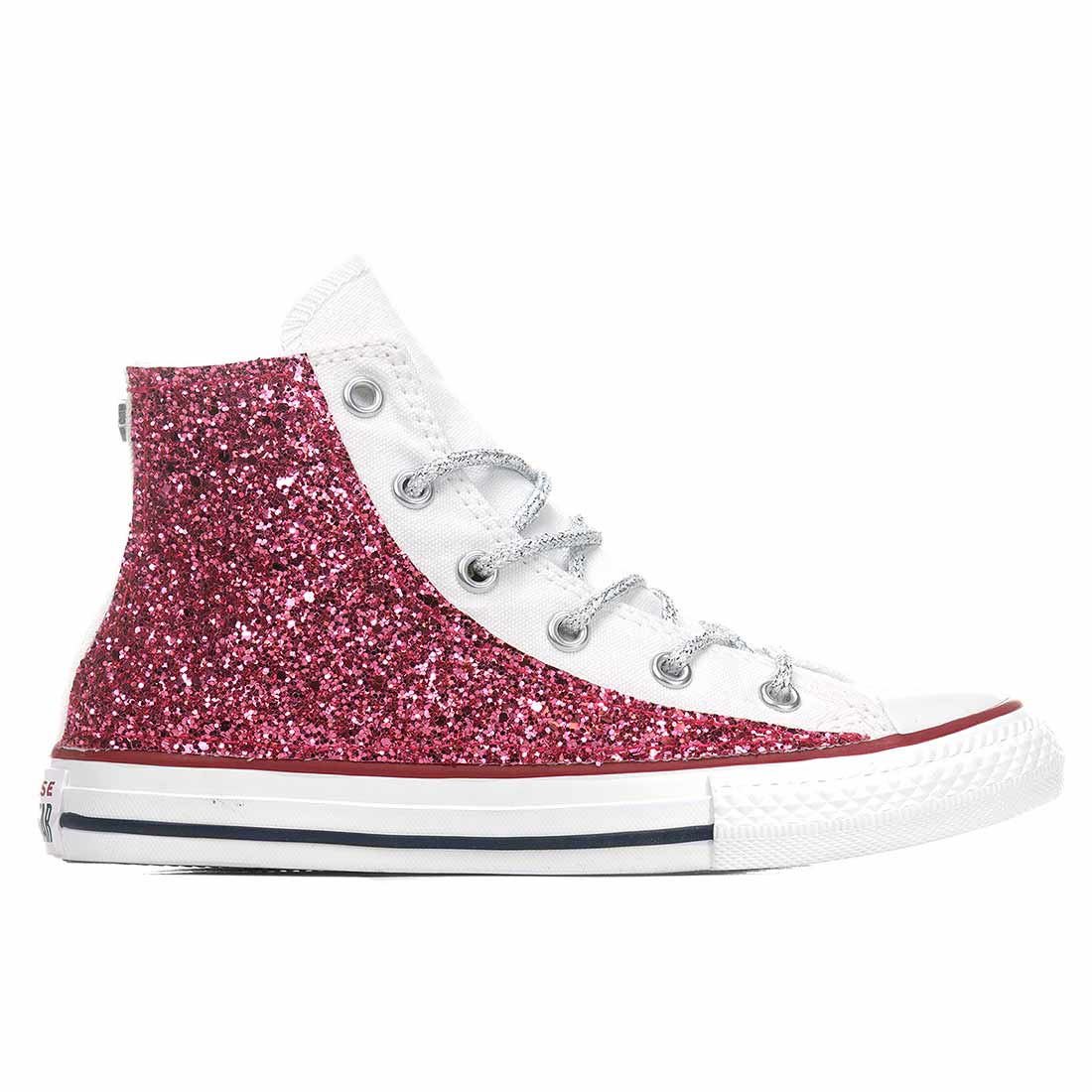 Converse All Star Alte Bianche Glitterate Fucsia - immagine 2