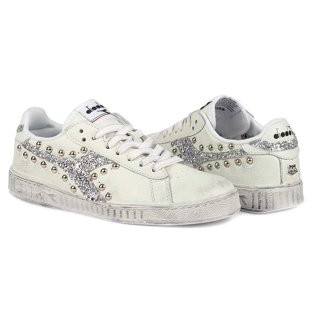 Diadora Game Low con Glitter Argento e Borchie - immagine 5